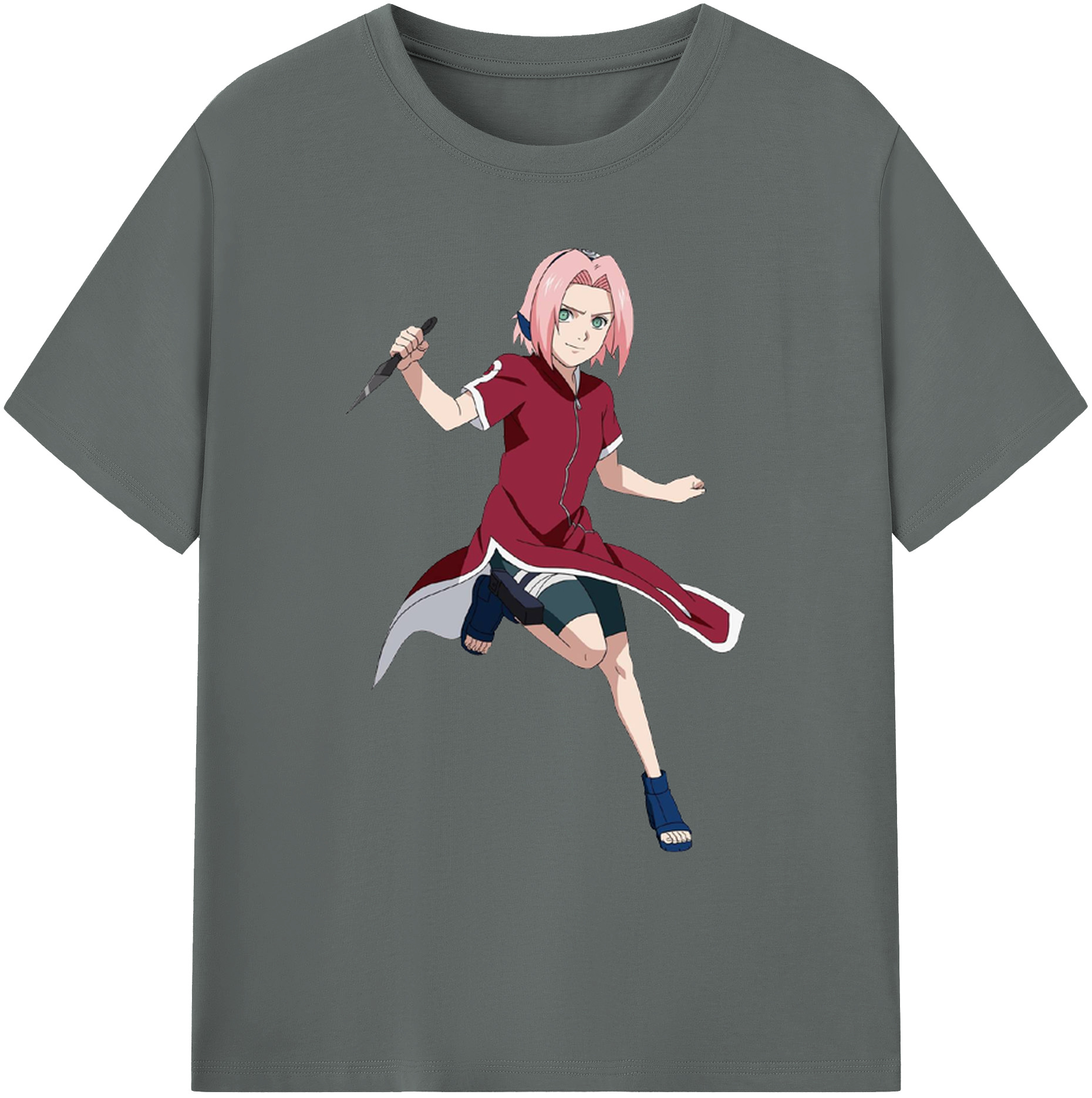 （画像用） NARUTO -ナルト- 春野サクラ Haruno Sakura 綿100％ メンズ半袖Tシャツ｜肌触りやわらか＆通気性